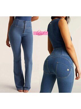 Freddy WR.UP Denim High Waisted Petite Flare Light Blue Hi-Rise Booty-Lift Jeans